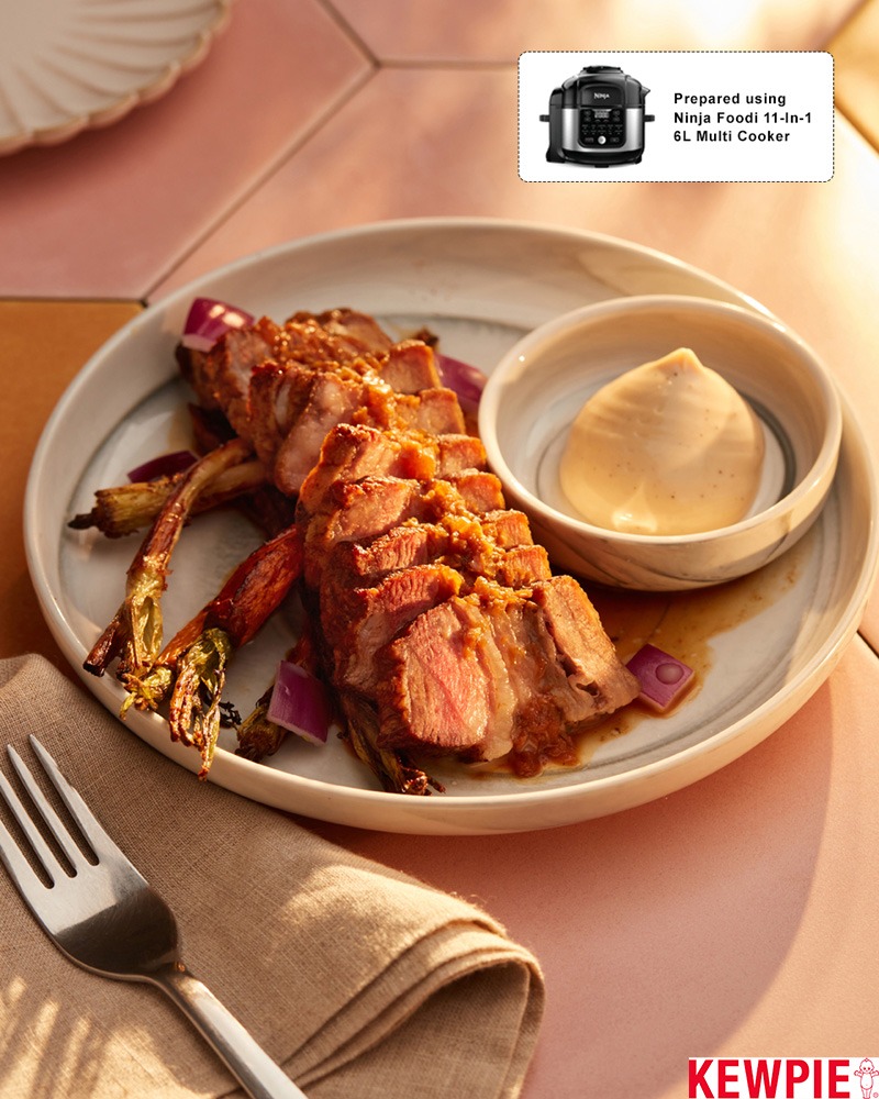 Grilled Beef Rib Steak with Kewpie Dressing Balsamic and Truffle Mayo
