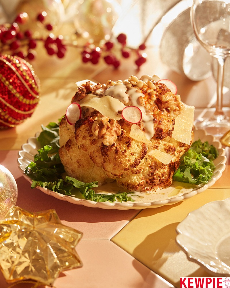 Baked Caesar Cauliflower with Pinenuts & Parmesan